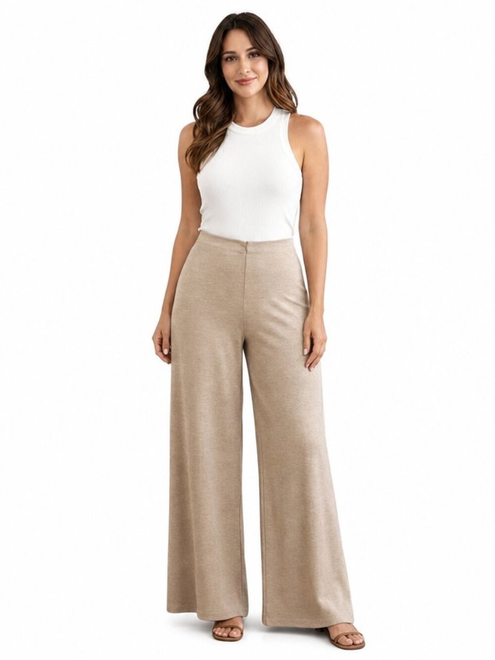 Brand New Mango Beige Wide-Leg Pants | Side Zip | Size M | Chic & Timeless